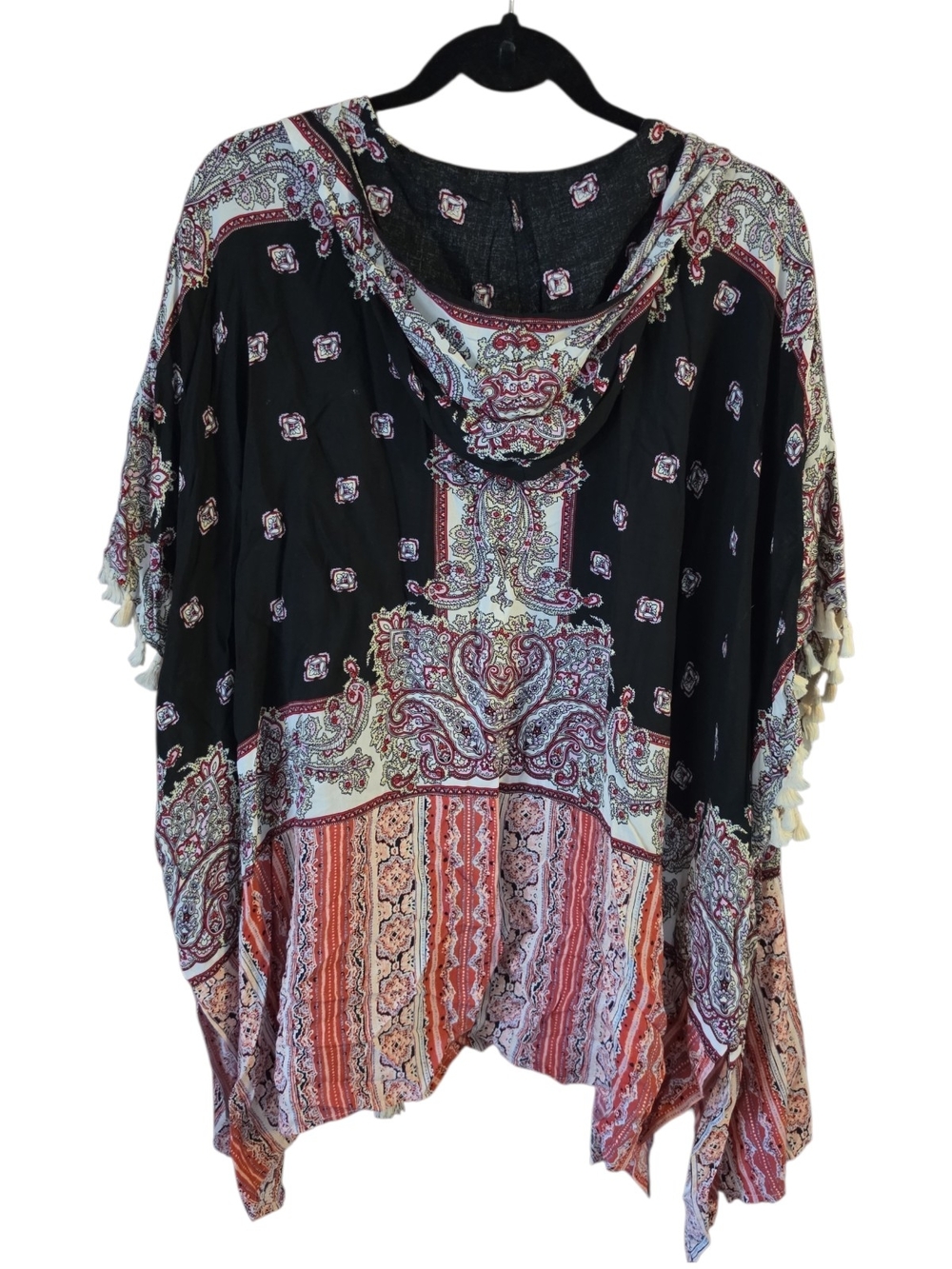 UMGEE | Boho Hooded Kimono Cardigan Fringe‎ Tassel Festival Layer Duster | S / M - Picture 3 of 8